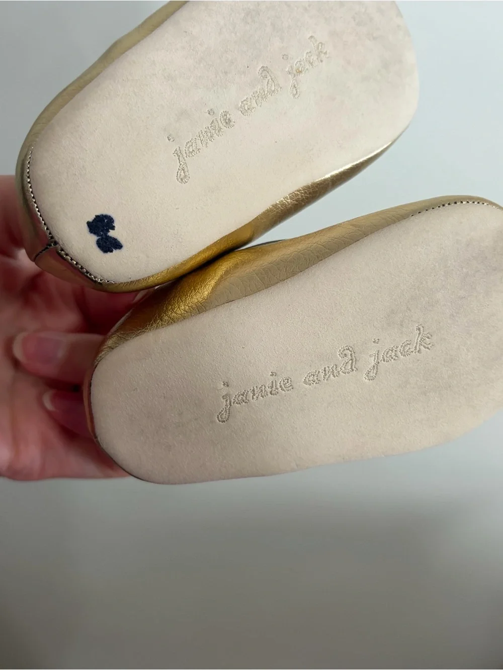 Janie and Jack baby gold flats size 2